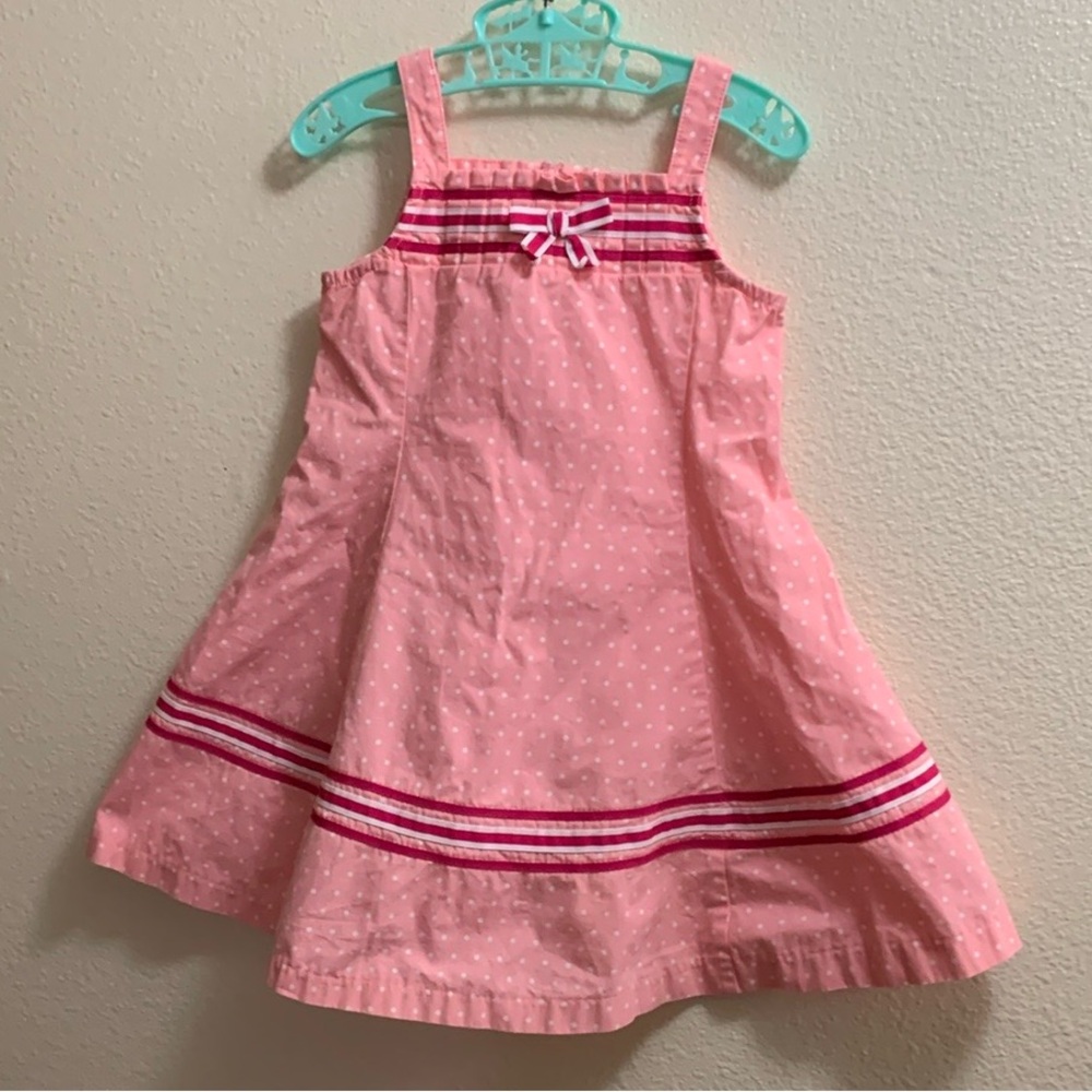 Gymboree Candy Apple Pink White Ribbon Polka Dots Dress Size 2T Cotton Spring